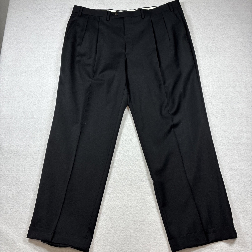 Ralph Ralph Lauren Dress Pants Mens 42x30 Black Wool Pleated Cuffed Classic